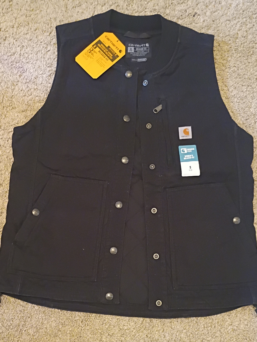 Carhartt Women’s Black Work Vest with Snap Front